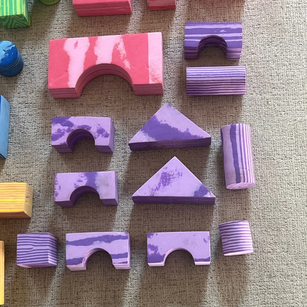 Multi Color Verdes Faux Wood Soft Foam Building Blocks Sensory Toy Set 30 Pc